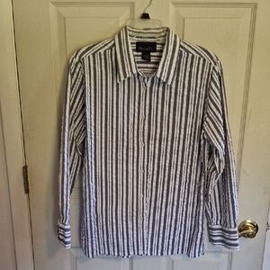 Denim&Co Striped Button-Down Shirt, S